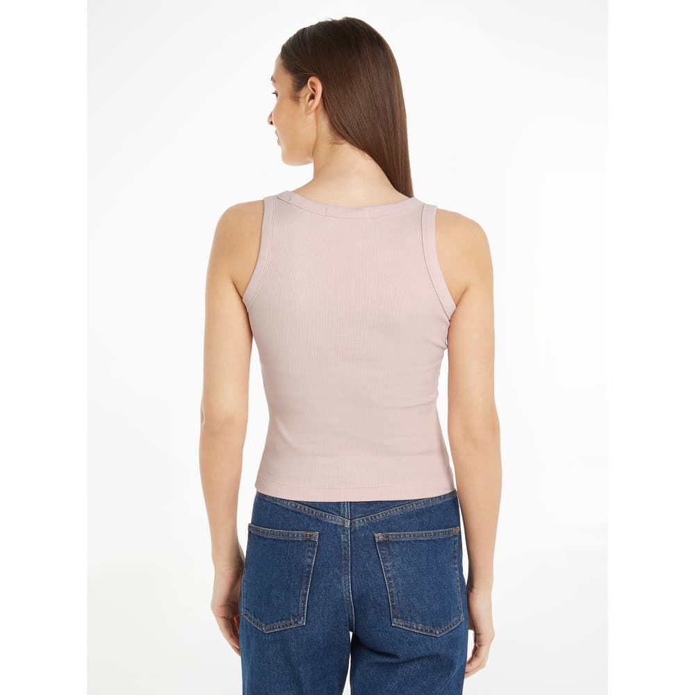 Woven label rib tank top Roze KL Woven label rib tank top Roze KL