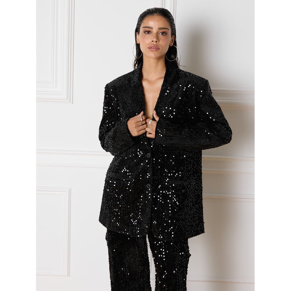 Ladies Knitted Oversized Blazer Bodi Zwart 1 Ladies Knitted Oversized Blazer Bodi Zwart 1