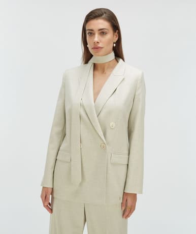 ISE straight fit blazer with strap Beige ISE straight fit blazer with strap Beige