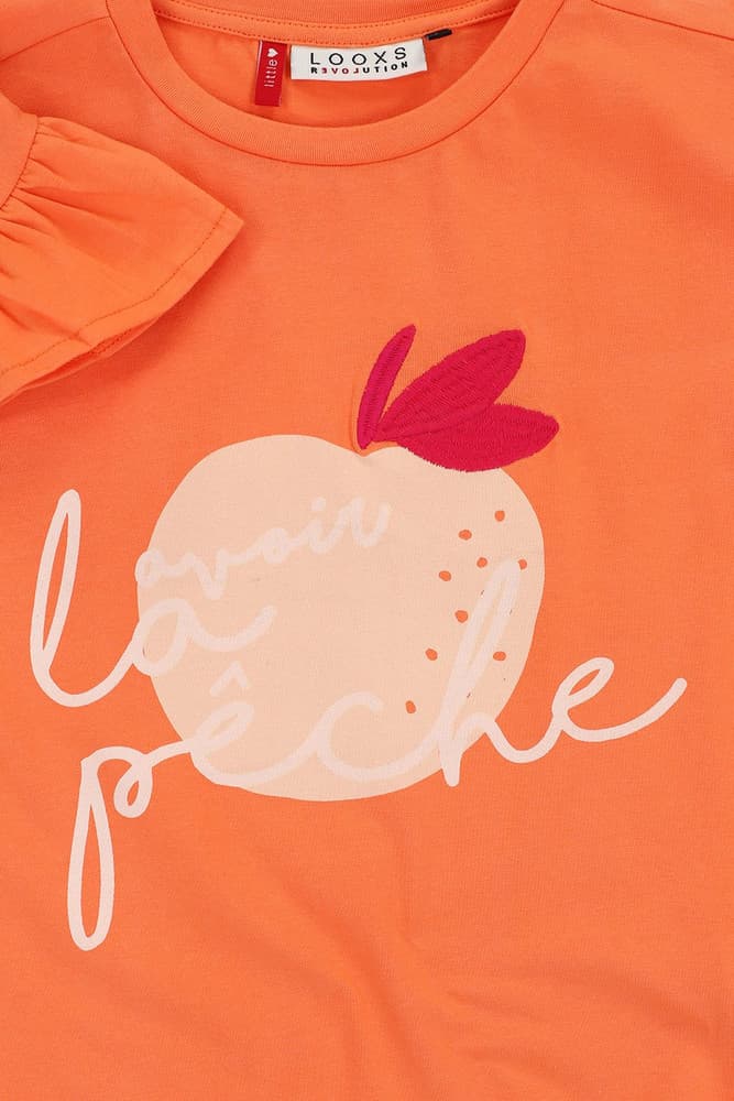 Little T-shirt Ruffled Short Sleeve Peche Oranje Little T-shirt Ruffled Short Sleeve Peche Oranje