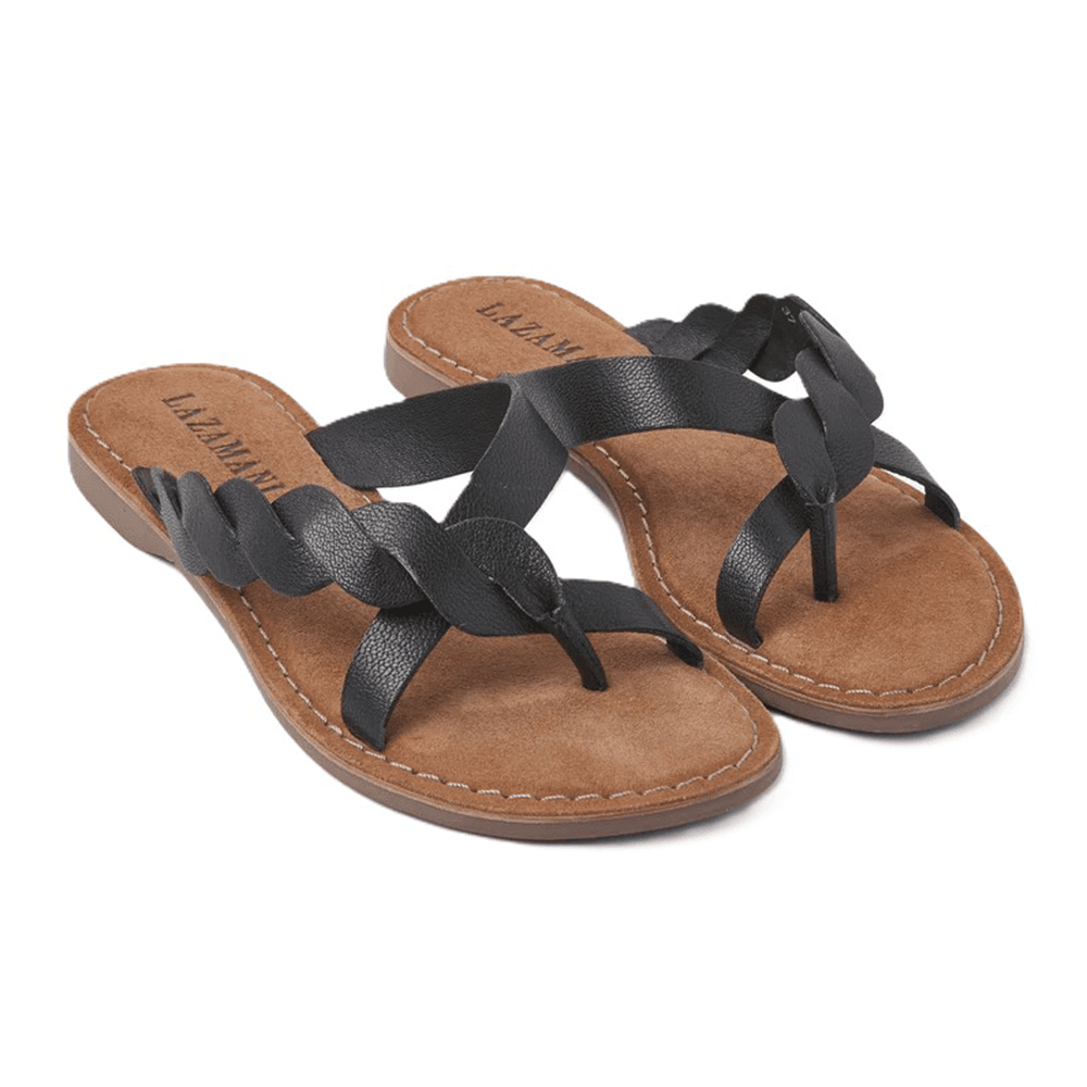 Ladies Toe Slippers Woven Zwart 1 Ladies Toe Slippers Woven Zwart 1