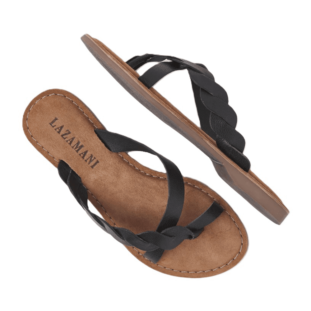 Ladies Toe Slippers Woven Zwart 1 Ladies Toe Slippers Woven Zwart 1