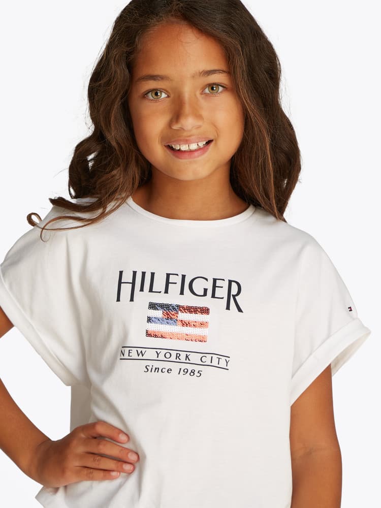 HILFIGER SEQUINS FLAG TEE Wit 1 HILFIGER SEQUINS FLAG TEE Wit 1