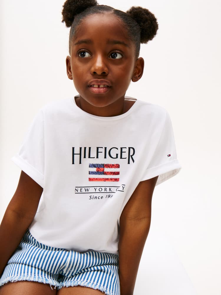 HILFIGER SEQUINS FLAG TEE Wit 1 HILFIGER SEQUINS FLAG TEE Wit 1