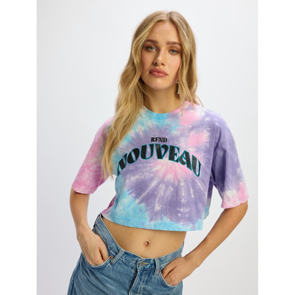 Ladies Knitted Cropped T-shirt Marilyn Multi Ladies Knitted Cropped T-shirt Marilyn Multi