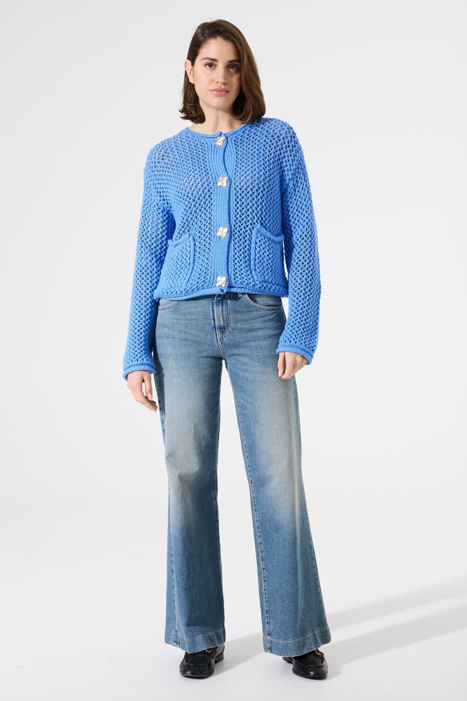 H50052 Ladies Cardigan Licht Blauw H50052 Ladies Cardigan Licht Blauw