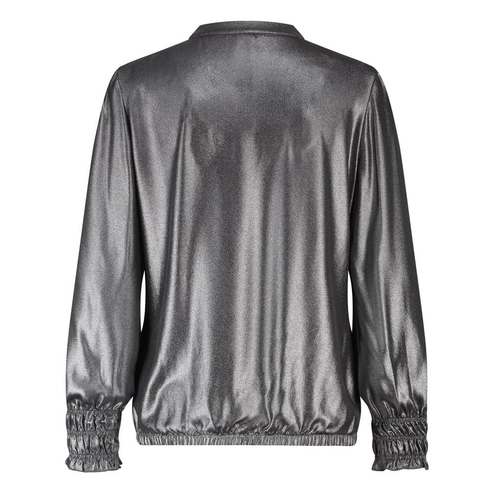 Top Leather Details Metallic Grey Zilver Top Leather Details Metallic Grey Zilver