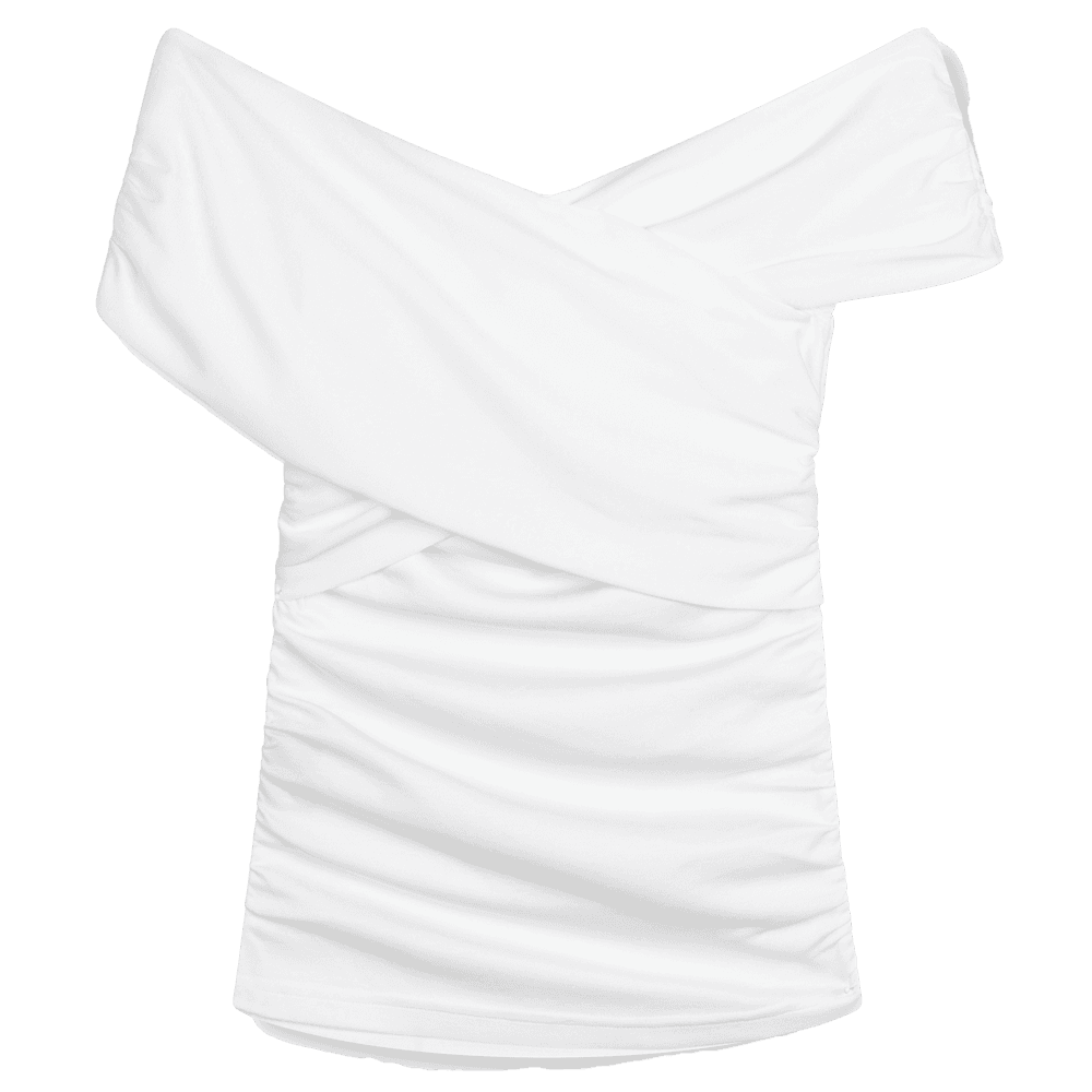 Ladies Knitted Cross Short Sleeve Top Elma Wit 1 Ladies Knitted Cross Short Sleeve Top Elma Wit 1