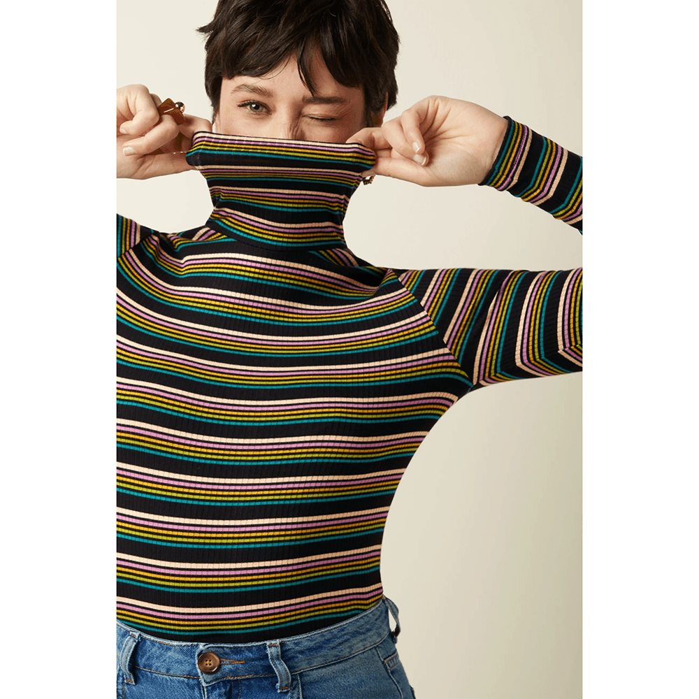 Rollneck Top Frostine Stripe Groen Rollneck Top Frostine Stripe Groen