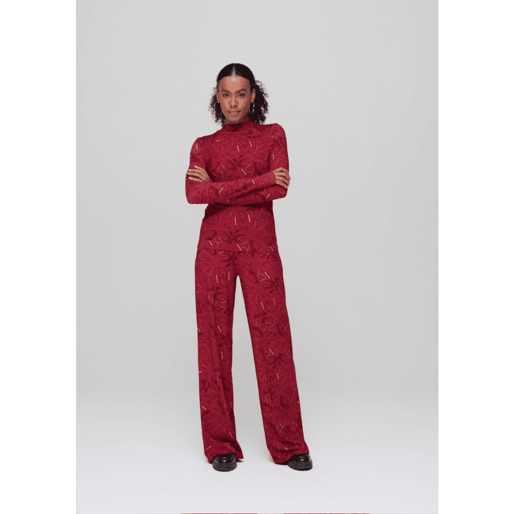 JANE-PA Bloemenprint Pants Rood JANE-PA Bloemenprint Pants Rood