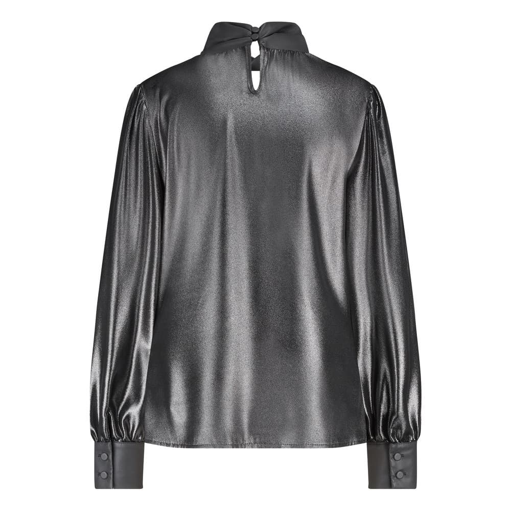 Twisted Collar Blouse Metallic Grey Zilver Twisted Collar Blouse Metallic Grey Zilver