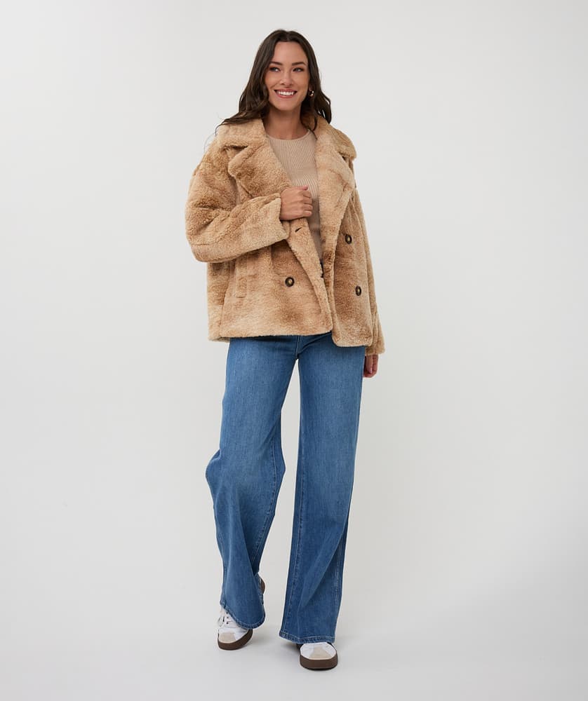 Jacket melange double breasted short Zand Jacket melange double breasted short Zand