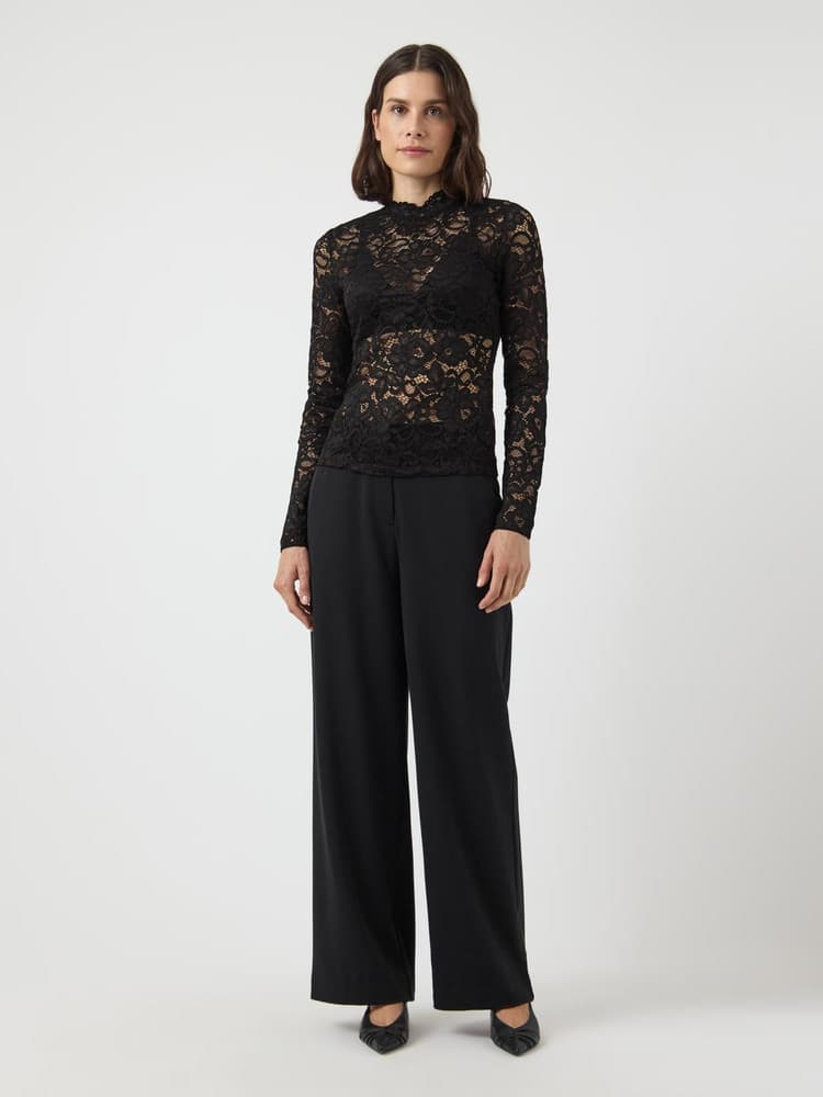 YASLACEY LS LACE TOP S. NOOS Zwart 1 YASLACEY LS LACE TOP S. NOOS Zwart 1