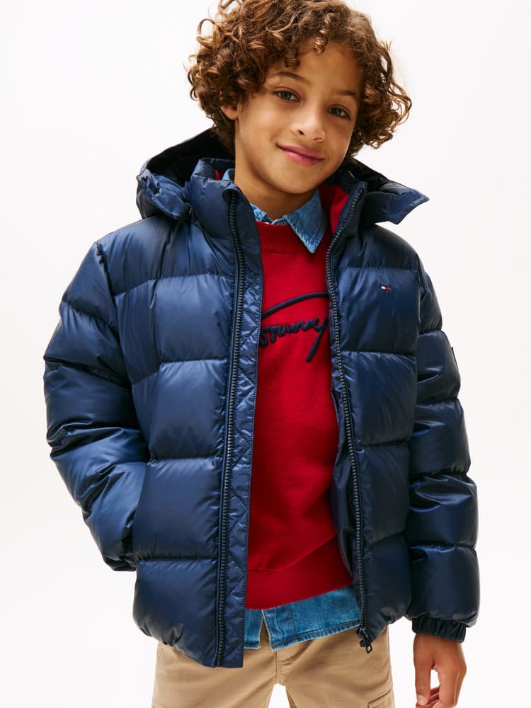 Essential Down Jacket Hooded Donker Blauw Essential Down Jacket Hooded Donker Blauw