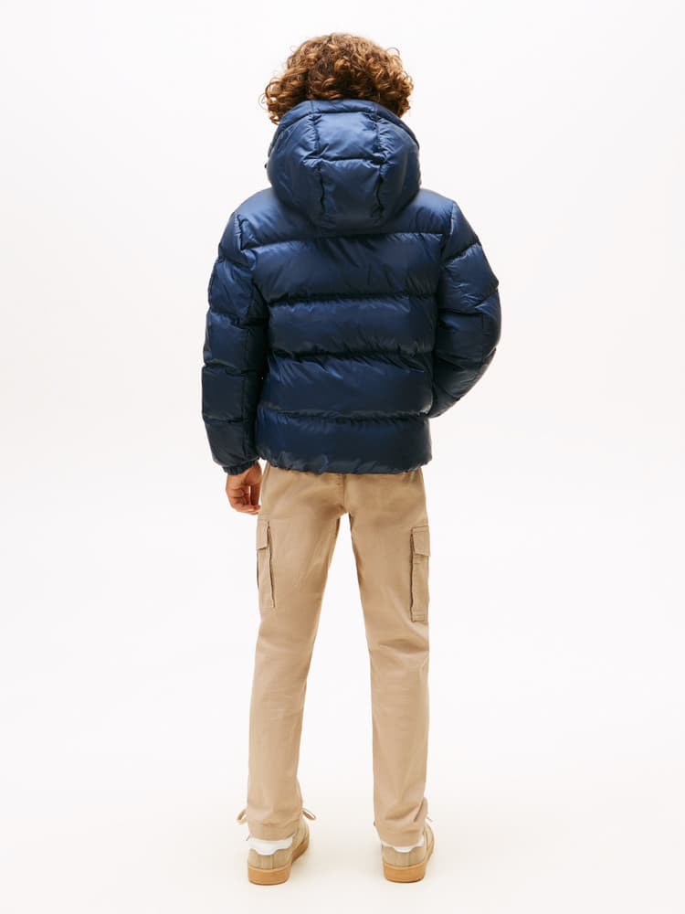 Essential Down Jacket Hooded Donker Blauw Essential Down Jacket Hooded Donker Blauw