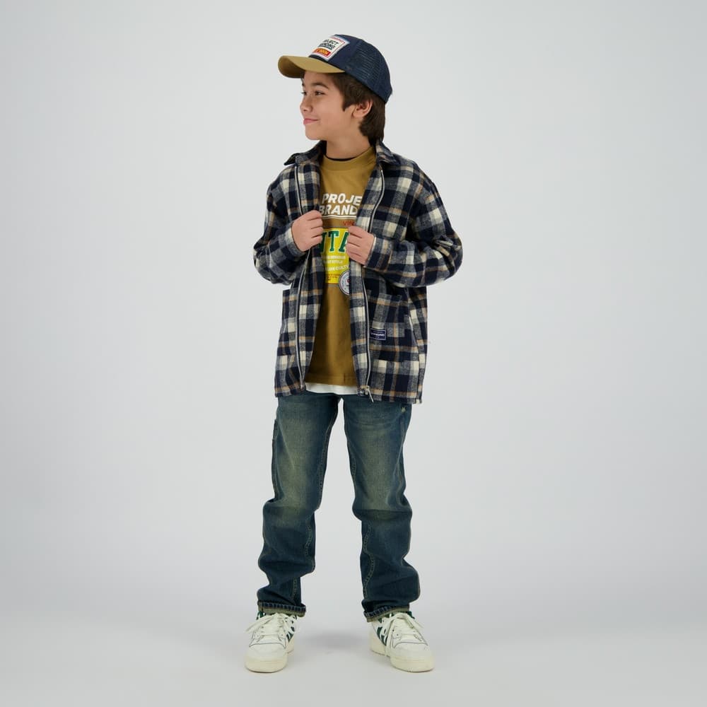 Leck Checked Shirt Zipper Donker Blauw Leck Checked Shirt Zipper Donker Blauw