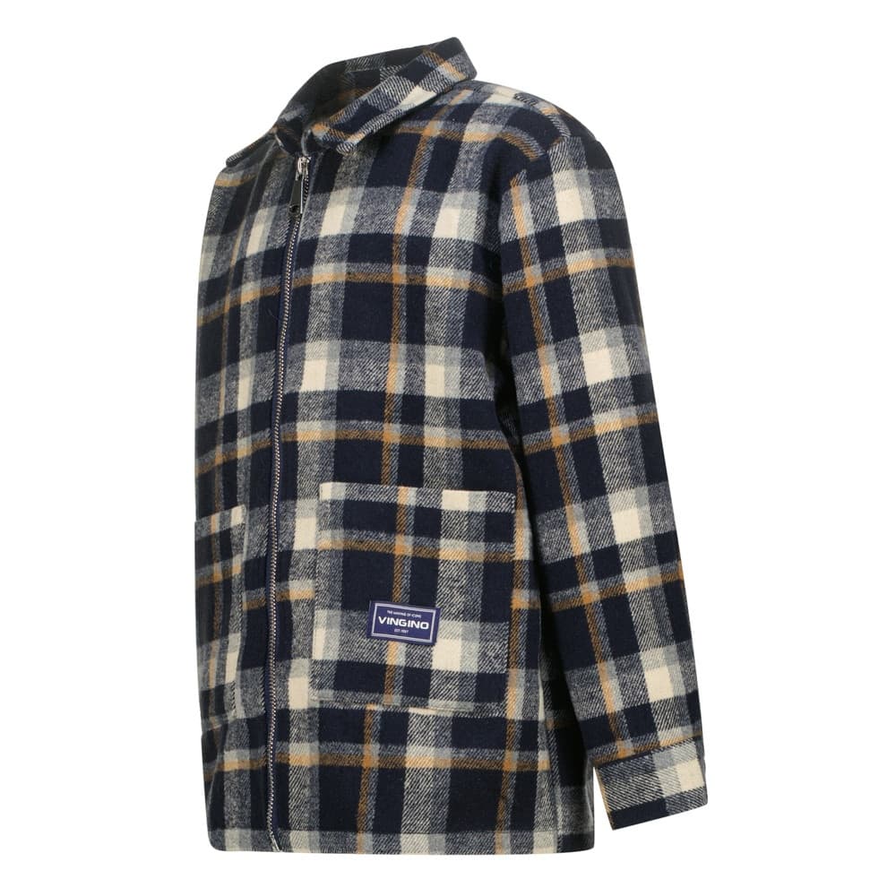 Leck Checked Shirt Zipper Donker Blauw Leck Checked Shirt Zipper Donker Blauw