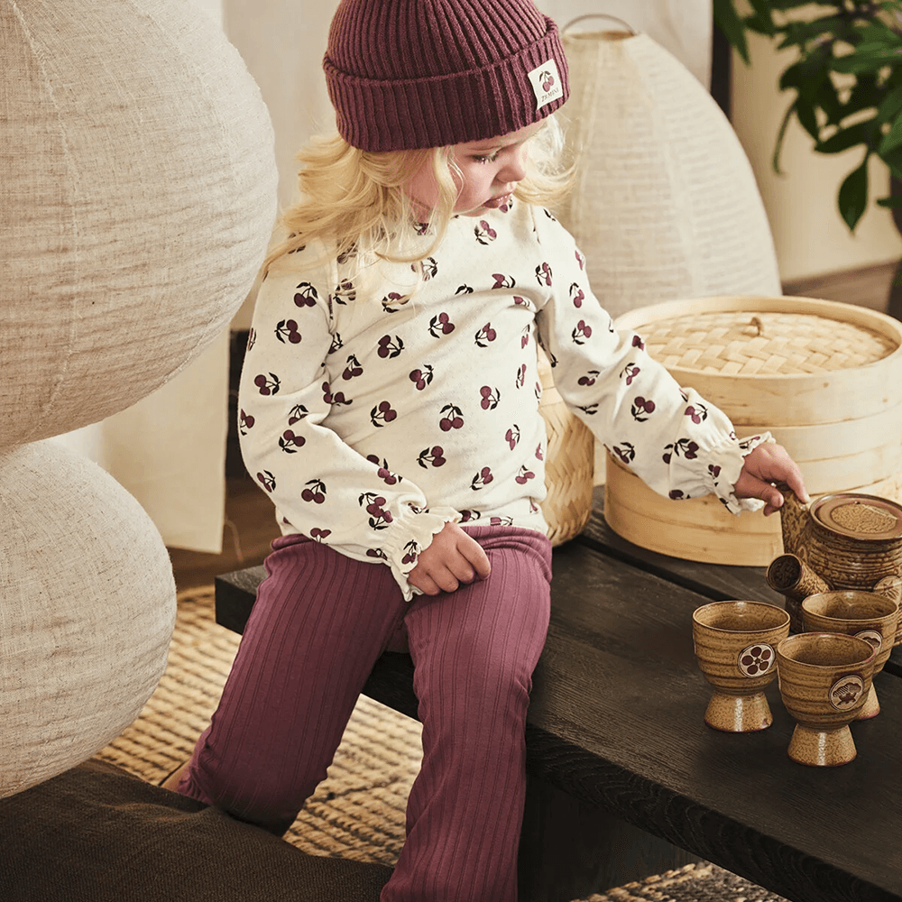 Jolieke Mini Flared Pants Rib Paars Jolieke Mini Flared Pants Rib Paars