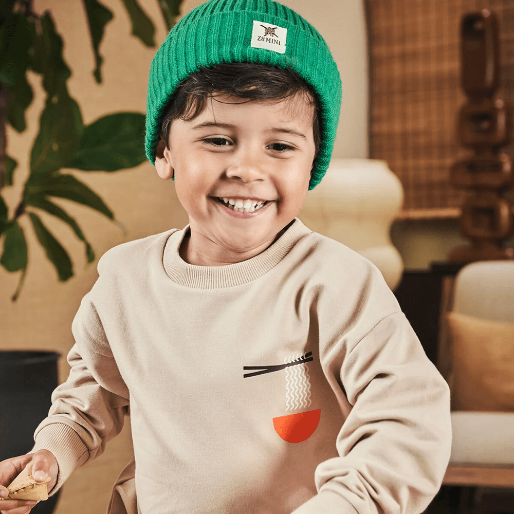 Tiemen Mini Sweater Backprint Ramen Zand Tiemen Mini Sweater Backprint Ramen Zand