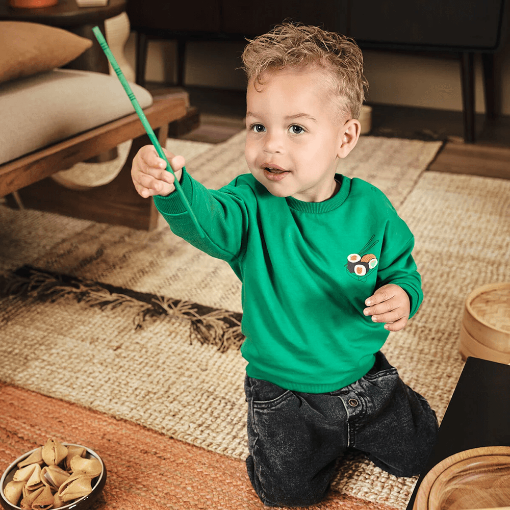 Tijl Mini Sweater Backprint Sushi Groen Tijl Mini Sweater Backprint Sushi Groen