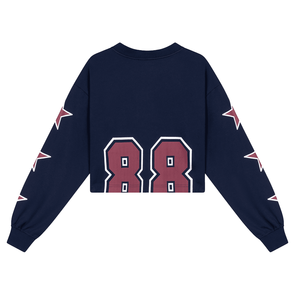 ladies knitted cropped top with v-neck Ulla Donker Blauw ladies knitted cropped top with v-neck Ulla Donker Blauw