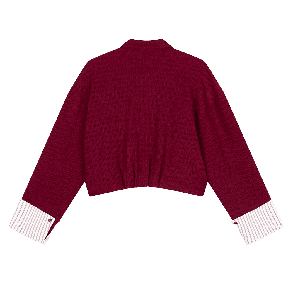 Ladies Knitted Relaxed Cropped Blouse Lyloe Bordeaux Ladies Knitted Relaxed Cropped Blouse Lyloe Bordeaux
