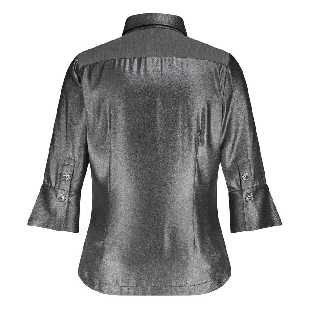 Blouse Cut-Out Metallic Grey Zilver Blouse Cut-Out Metallic Grey Zilver