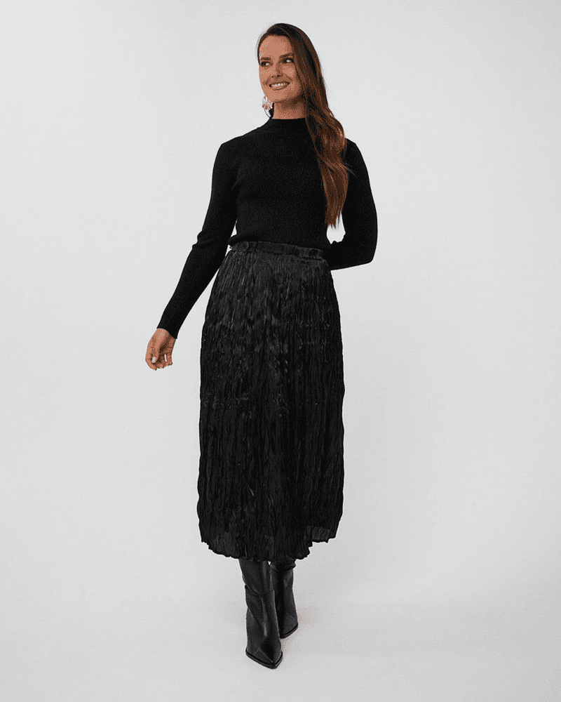 Top col rib lurex Zwart 1 Top col rib lurex Zwart 1