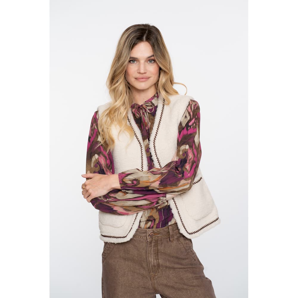 Gilet teddy embroidery zigzag Off White Gilet teddy embroidery zigzag Off White