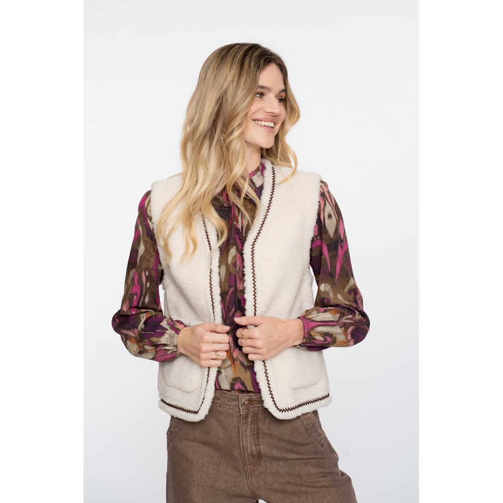 Gilet teddy embroidery zigzag Off White Gilet teddy embroidery zigzag Off White