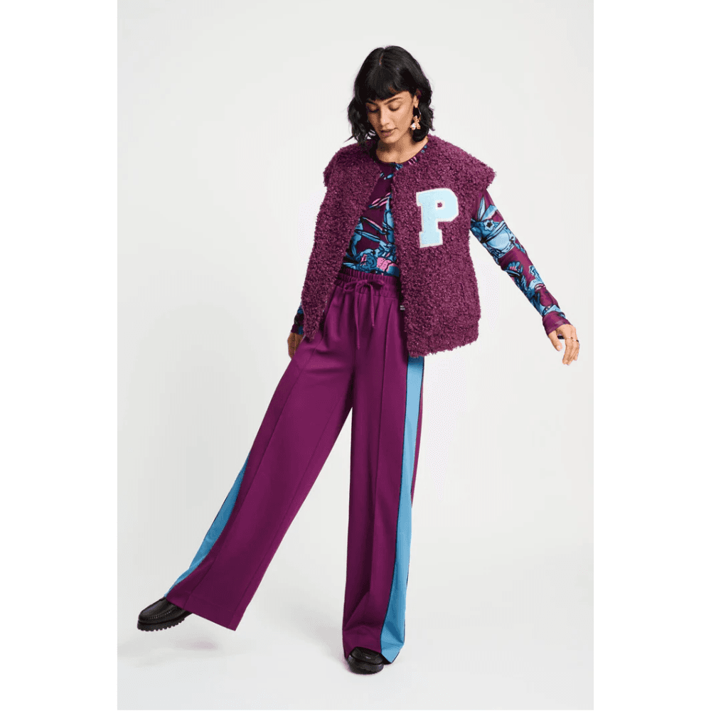 GILET - Teddy Baseball Plum Paars GILET - Teddy Baseball Plum Paars