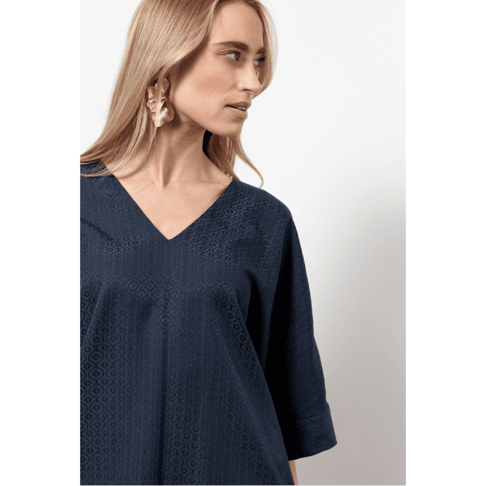 Madison mono jacquard top Donker Blauw Madison mono jacquard top Donker Blauw