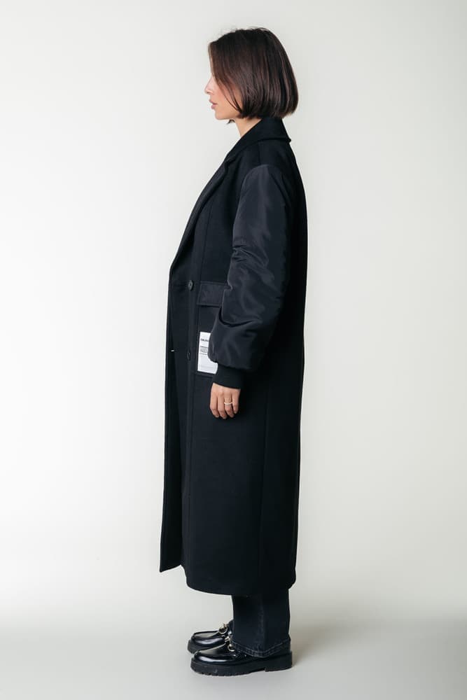 Ada Contrast Wool Long Coat Zwart 1 Ada Contrast Wool Long Coat Zwart 1
