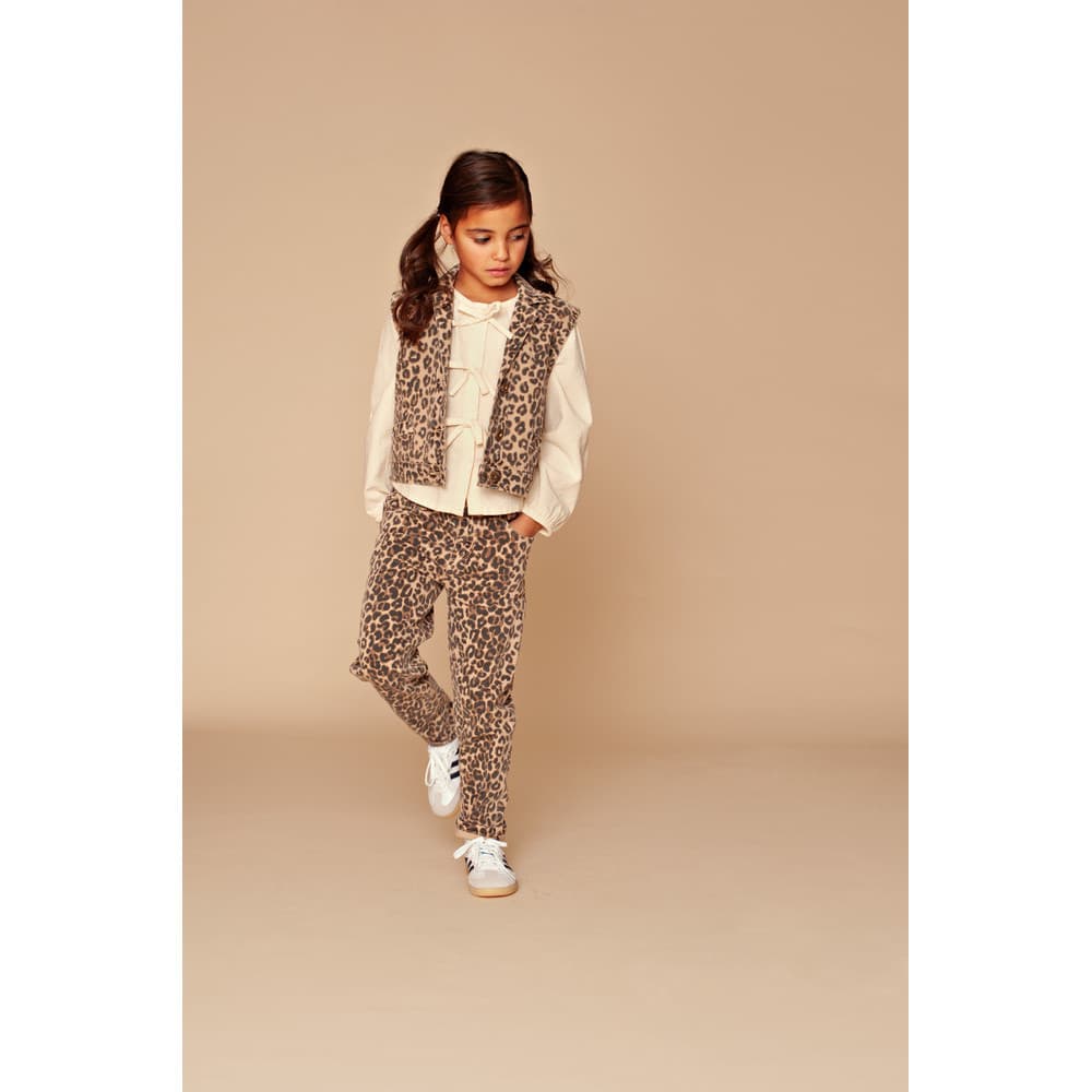 girls gilet woven aop leopard Beige girls gilet woven aop leopard Beige