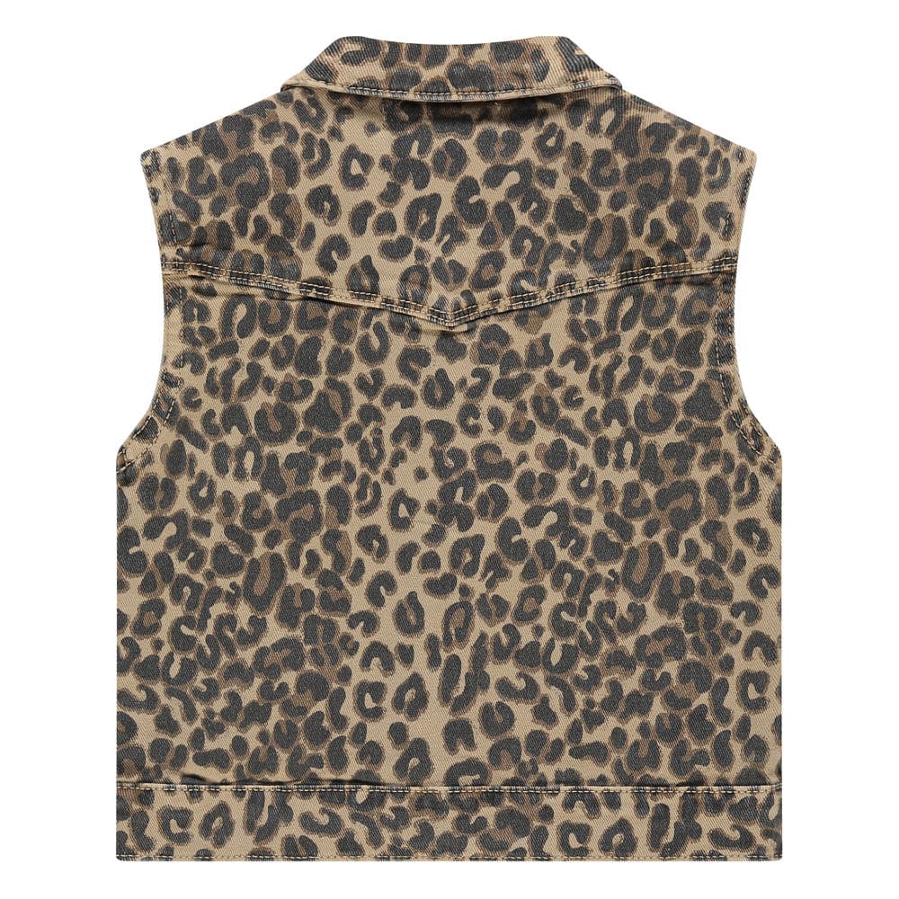 girls gilet woven aop leopard Beige girls gilet woven aop leopard Beige