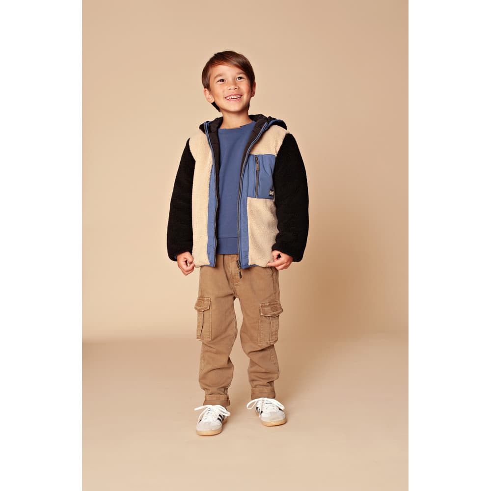 boys winter teddy jacket reversible navy-offwhite Donker Blauw boys winter teddy jacket reversible navy-offwhite Donker Blauw