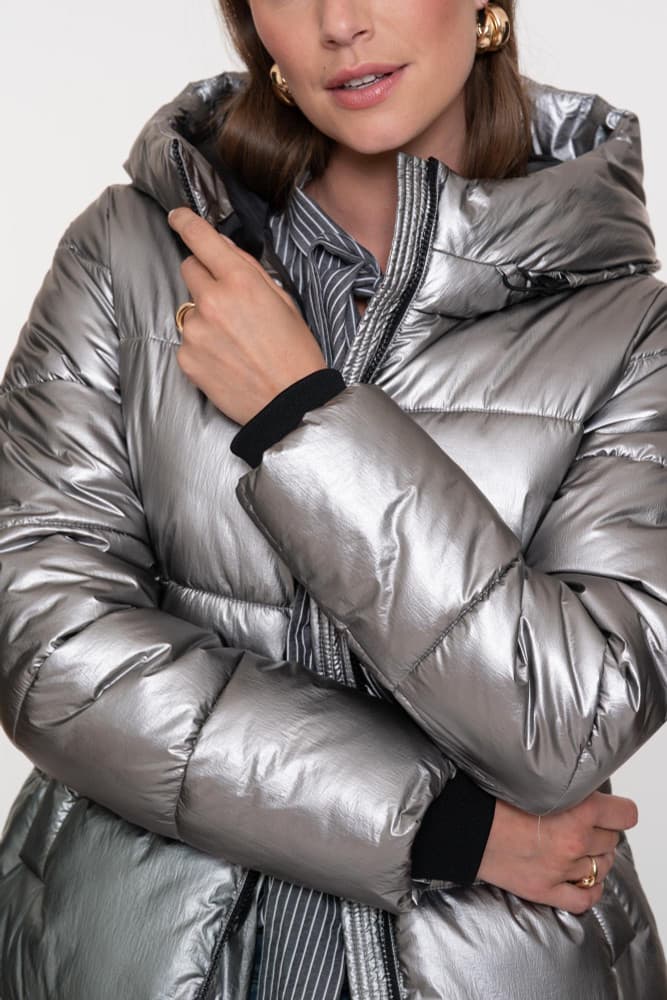 Jacket metallic mid long Zilver Jacket metallic mid long Zilver