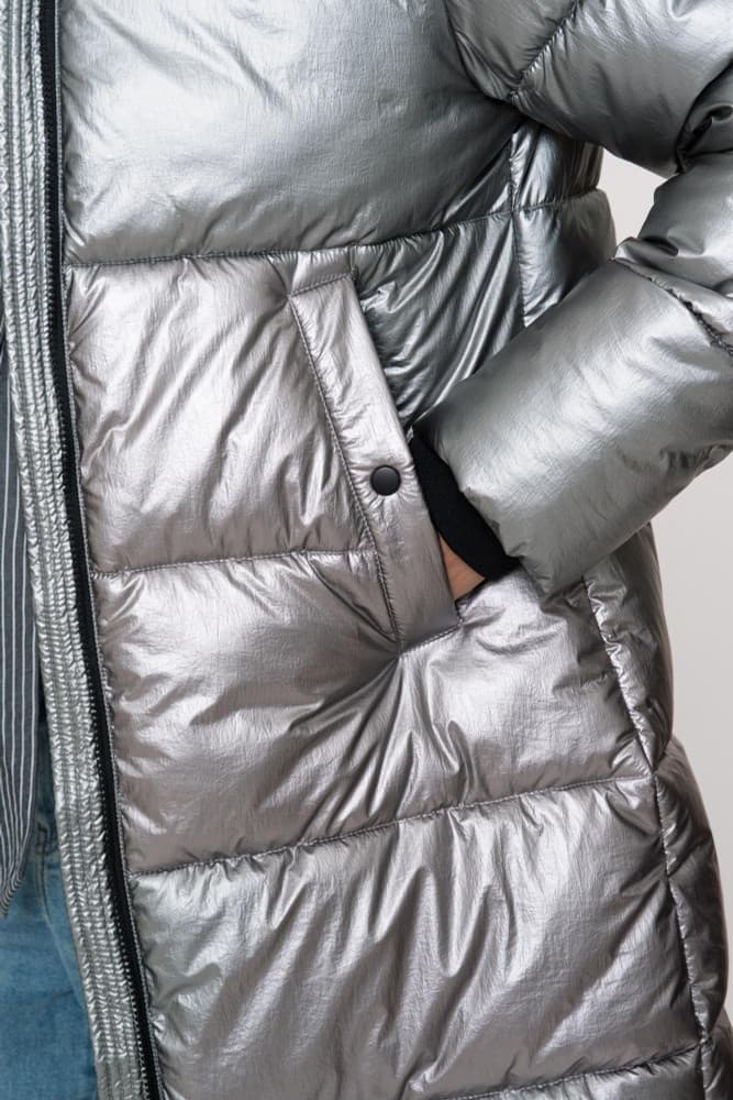 Jacket metallic mid long Zilver Jacket metallic mid long Zilver