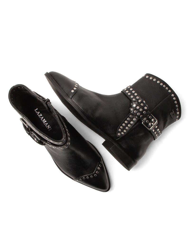LA85735black / Zora ankle boots folded strap with studs Zwart 1 LA85735black / Zora ankle boots folded strap with studs Zwart 1
