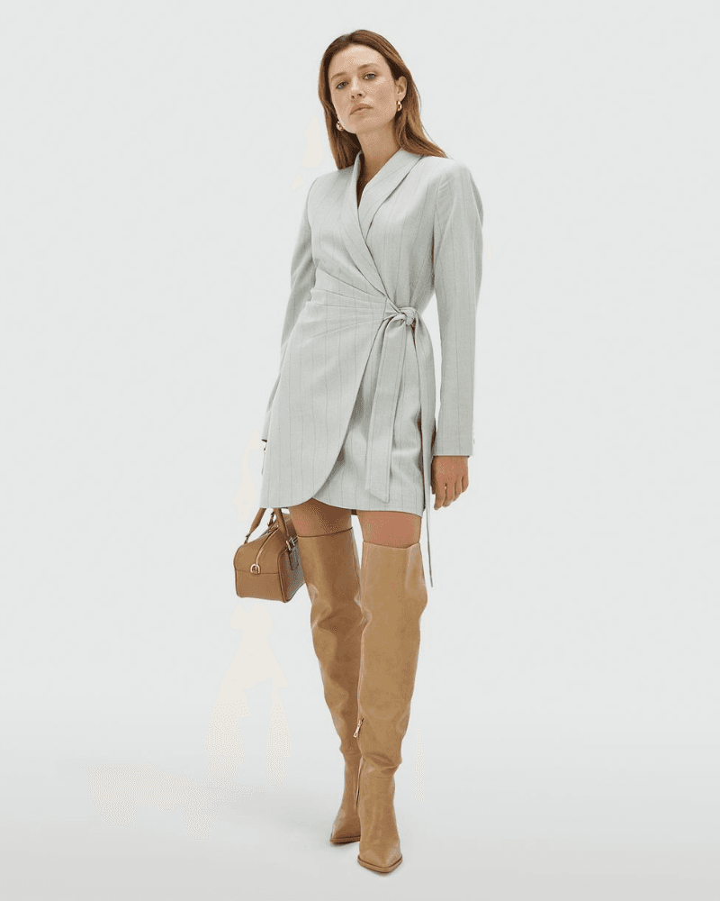 BONITA Overslagjurk met krijtstreep Grijs BONITA Overslagjurk met krijtstreep Grijs