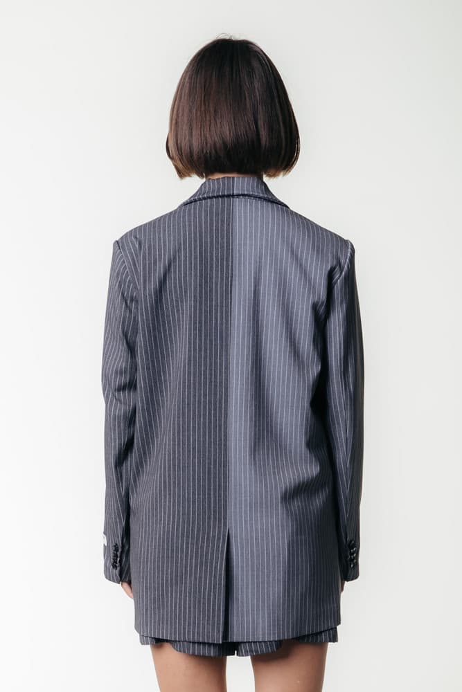 Mimmi Pinstripe Two Tone Single Breasted Blazer Grijs Mimmi Pinstripe Two Tone Single Breasted Blazer Grijs