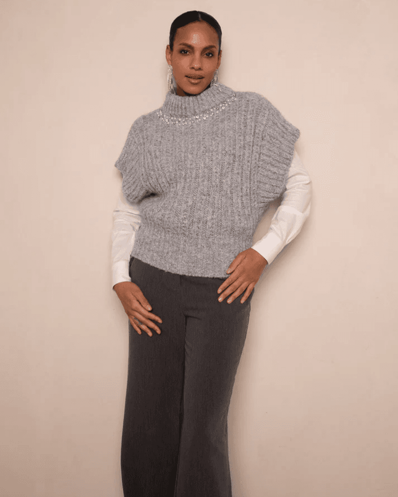 Pullover short sleeve Kalista Grijs Pullover short sleeve Kalista Grijs