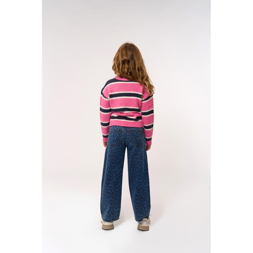 Prima Wide Jeans Blue Leopard Blauw Prima Wide Jeans Blue Leopard Blauw