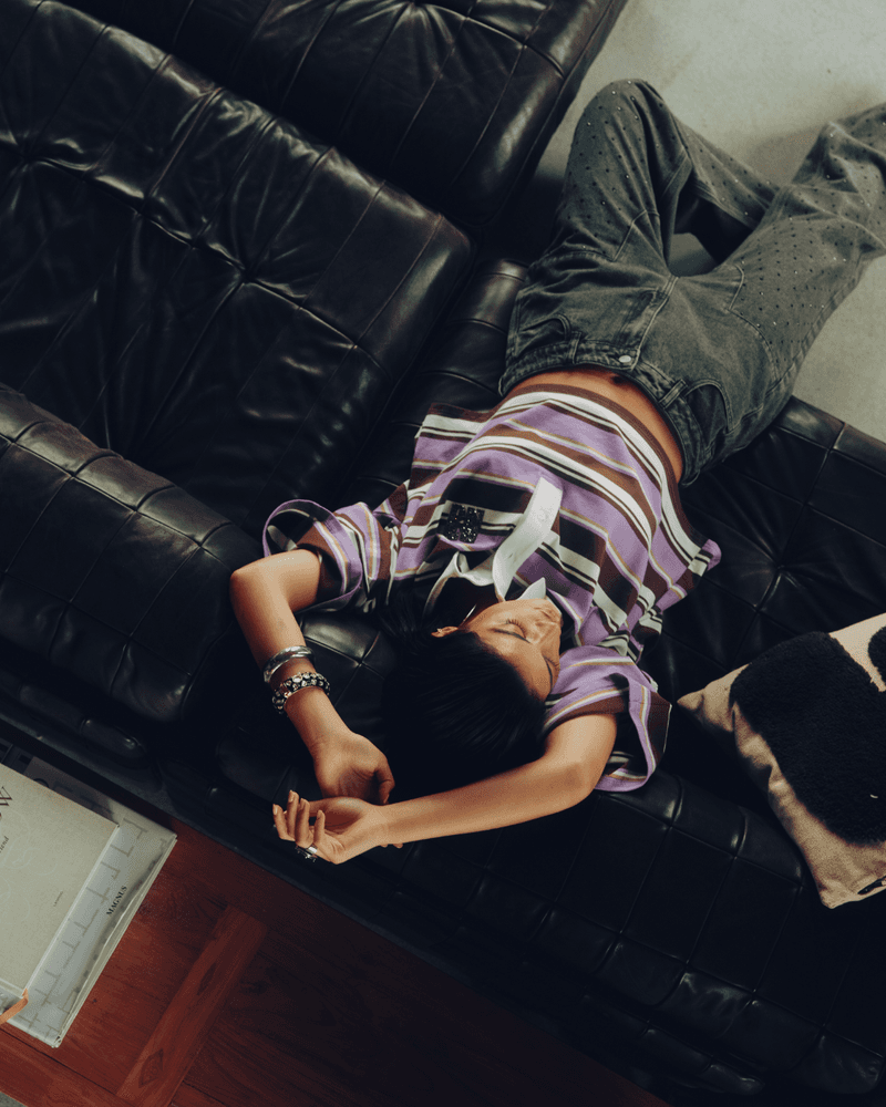 ladies knitted cropped stripe polo MUSE Multi ladies knitted cropped stripe polo MUSE Multi