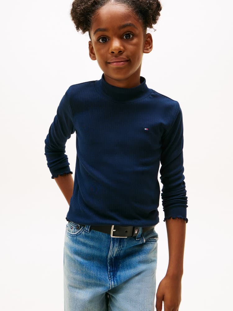 Mock neck Top Longsleeve Donker Blauw Mock neck Top Longsleeve Donker Blauw