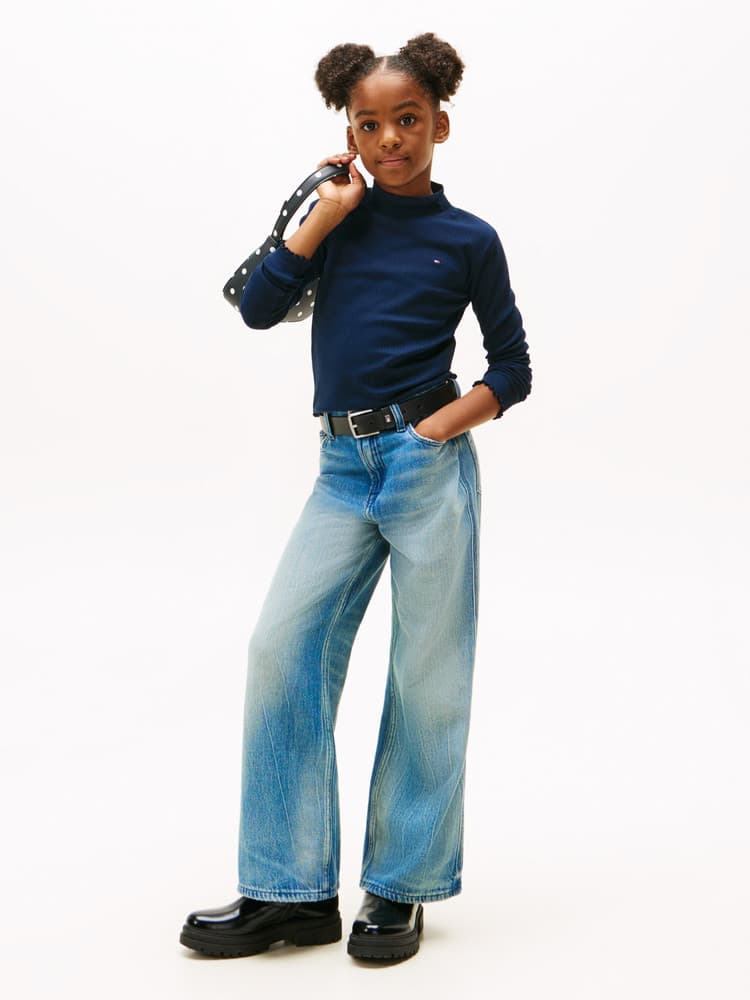 Mock neck Top Longsleeve Donker Blauw Mock neck Top Longsleeve Donker Blauw