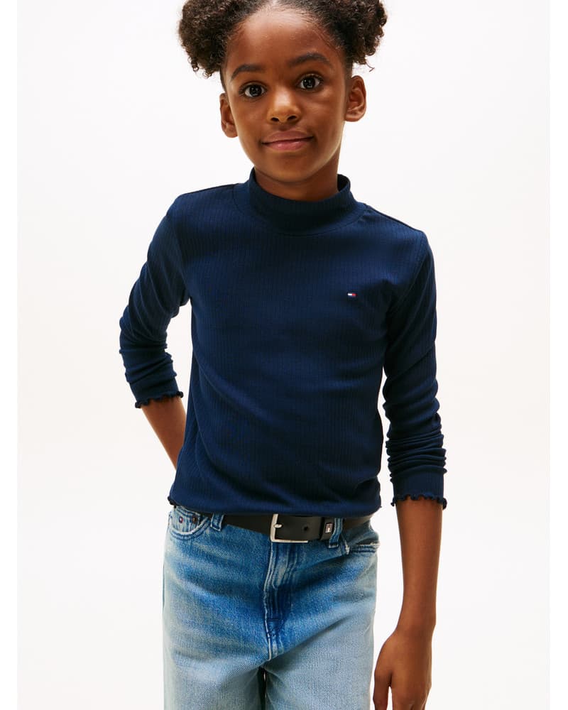 Mock neck Top Longsleeve Donker Blauw Mock neck Top Longsleeve Donker Blauw