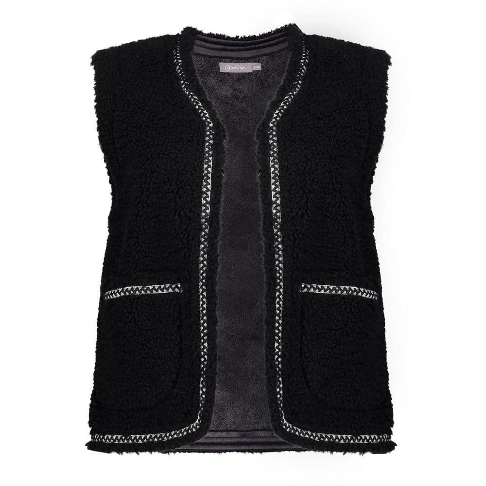 Gilet teddy embroidery zigzag Zwart 1 Gilet teddy embroidery zigzag Zwart 1