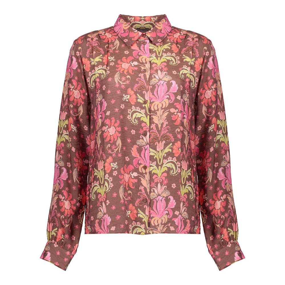 Blouse Met Barok Bloemenprint Bruin 1 Blouse Met Barok Bloemenprint Bruin 1