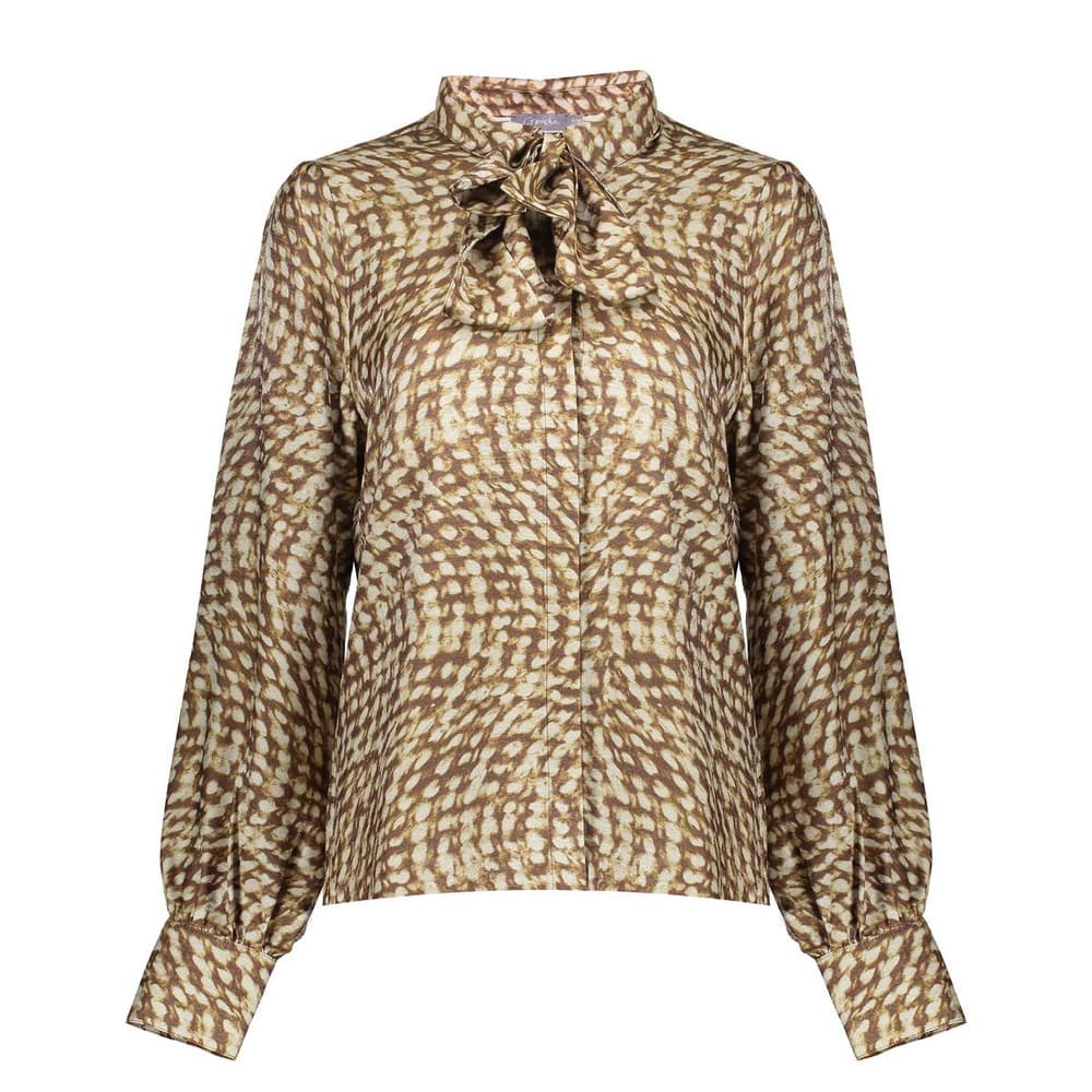 Blouse Met Abstracte Swirl Print Bruin 1 Blouse Met Abstracte Swirl Print Bruin 1